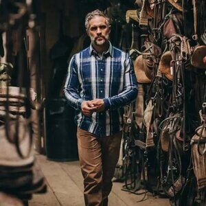 Stetson x Taylor Stitch The California Indigo Plaid Button Up- Chest 42/Large